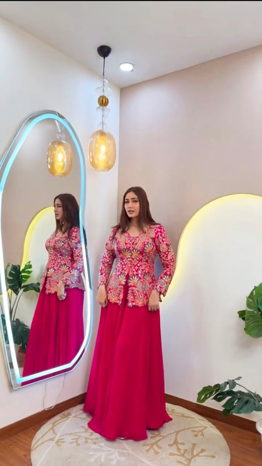 Trendy Georgette Sequence Embroidery Work Co-ord Set