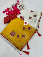 Festive Special Crunchy Silk With Bandhani & Jarkan Embroidery Work Saree