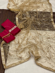 Beautiful Pure Soft Mono Net Work  Saree