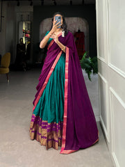 Beautiful Traditional Poly Cotton Zari Weaving Work Lehenga Choli