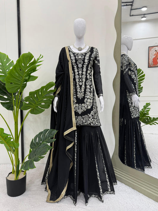Party-wear Georgette Thread With Sequence Work Sharara