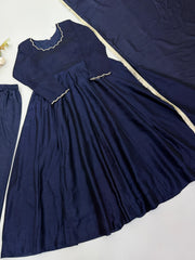 Beautiful Trendy Vichitra Silk Beads Work Anarkali Gown