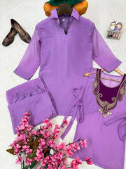 Beautiful Crunchy Silk Kurti Koti & Palazzo Set