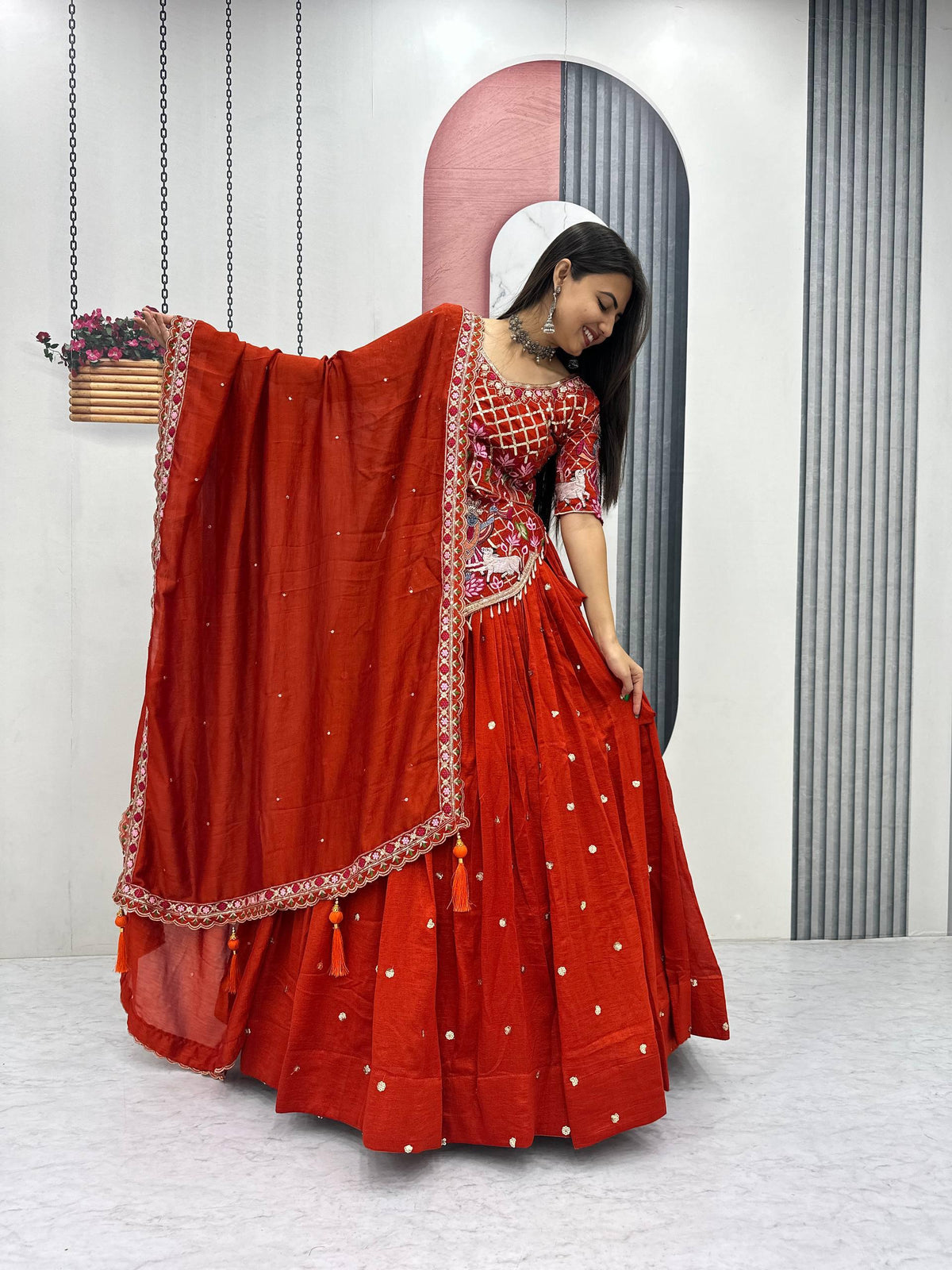 Wedding Special Embroidery Thread & Sequence Lehenga Choli