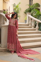 Glamours  Designer Ready-made Georgette With Rich Sequence Embroidered Work Gown