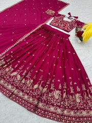 Festival Chinon Silk Embroidery & Thread Work Lehenga Choli