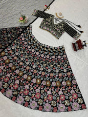 Blockbuster Bollywood Style Black Lehenga Choli