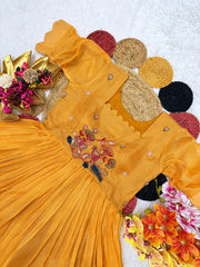 Beautiful Stylish Soft Kota Checks With Handwork Gown