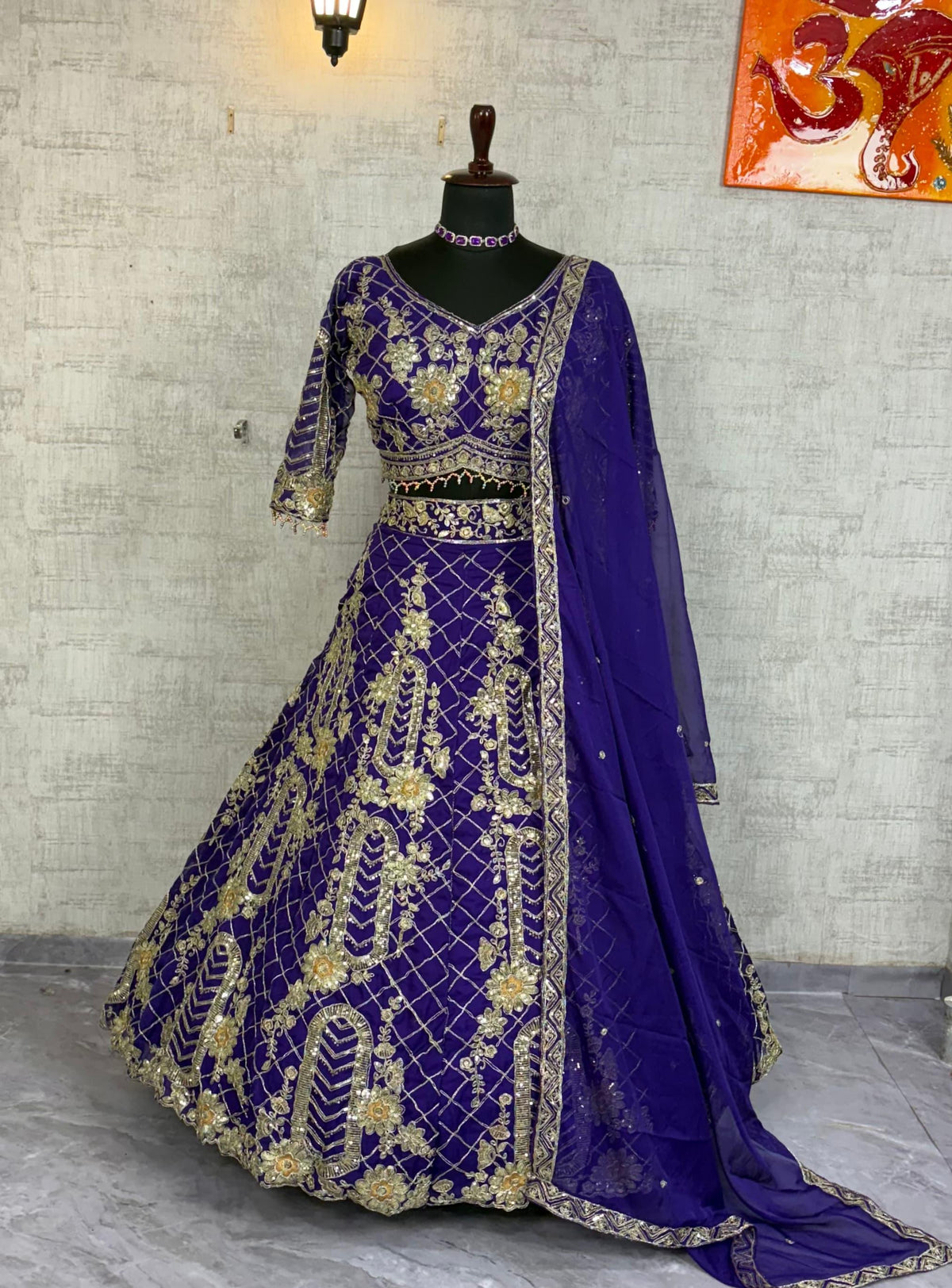 Party-wear Purple Tubby Silk Coding Sequins Work Lehenga Choli
