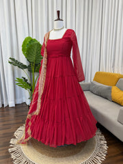 Beautiful Festive Special Georgette Ruffle Style Anarkali Gown