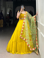 Beautiful  Yellow Georgette Lehenga Choli