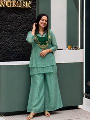 Beautiful Crunchy Silk Kurti Koti & Palazzo Set