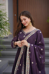 Designer Party-wear Heavy Diamond Silk Embroidery Thread Sequence Work Gown