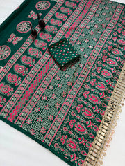 Trendy Pure Arjakh Satin viscous Silk With Real Mirror Work Saree