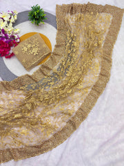 Beautiful Net Embroidery Designer Pearls Diamond Work Saree