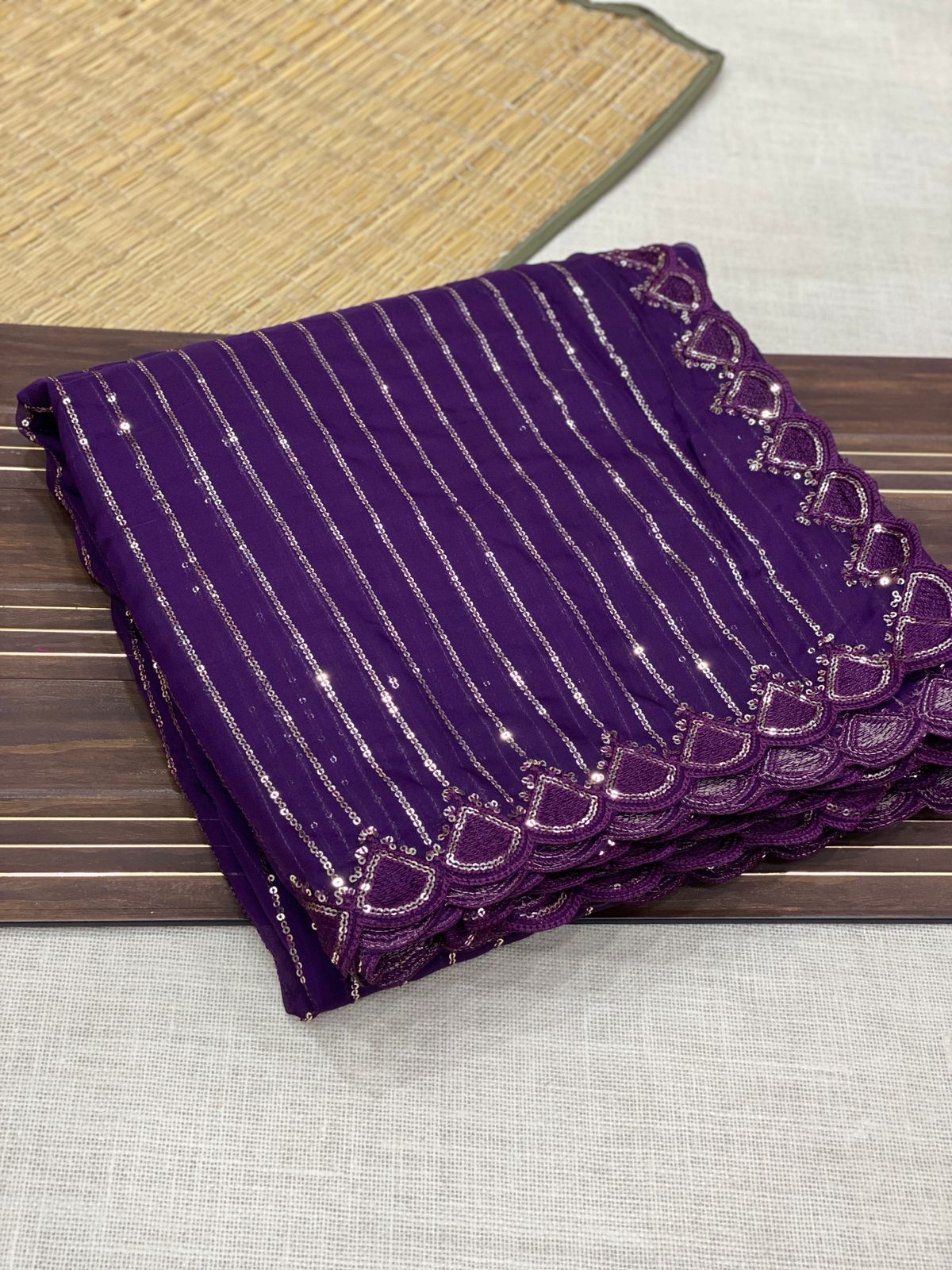 Party-wear Tabby Organza Silk Embroidery Sequence Work Saree