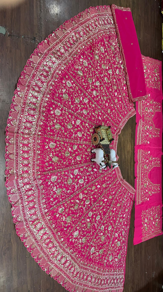 Beautiful Pink Georgette Embroidery Sequence Work Lehenga Choli