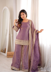 Trendy Fendy Silk Embroidery & Sequence Dori Work Palazzo Set