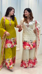 Beautiful Georgette Embroidery Sequence With Digital Printed Salwar Suit