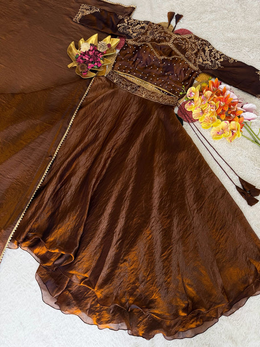 Wedding Space Silk With Revert Moti & Sequence Embroidery Work Lehenga Choli