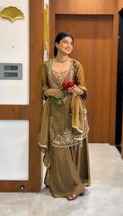 Party-wear Moss Embroidery Sequence Work Suit
