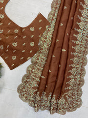 Beautiful Bride-made Cording Sequence Embroidery Work Saree