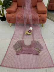 Beautiful Designer Soft Net Thread & Sequence Work Sareee