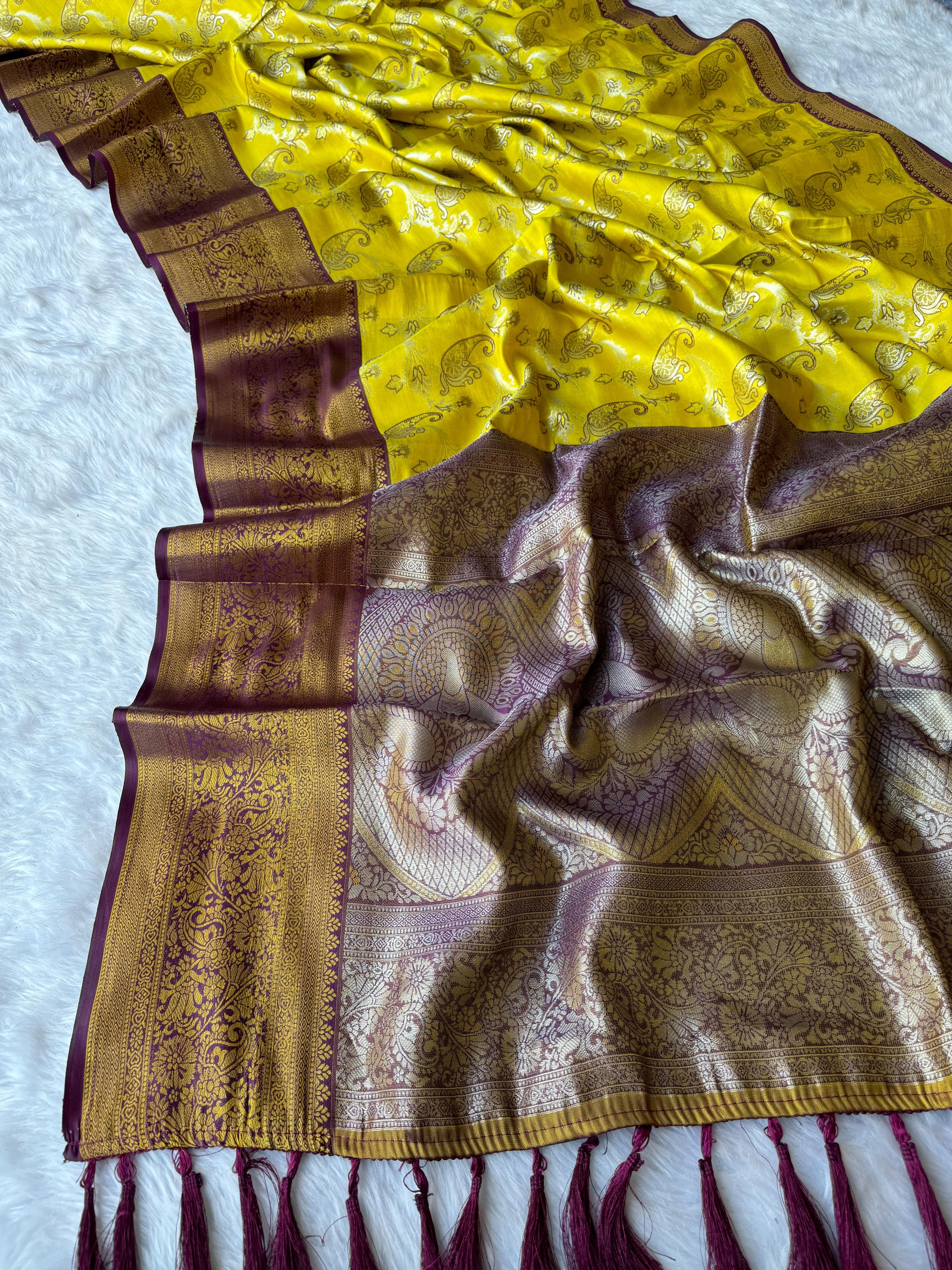 Beautiful Dharmavaram Soft Banarsi Tissue Fabric Saree