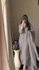 Beautiful Trending Chinon Silk Cotton Thread Embroidery Work Dress