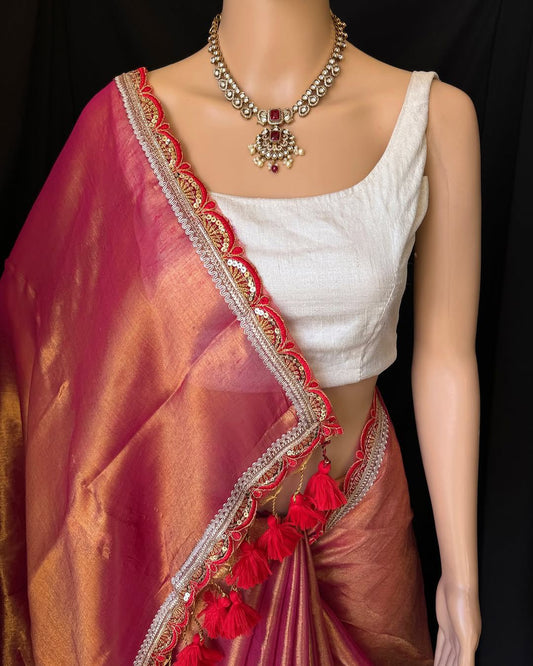 Beautiful Festive Special Cotton Tissue Silk Saree