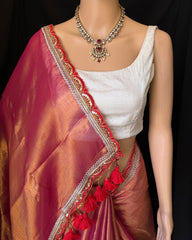 Beautiful Festive Special Cotton Tissue Silk Saree