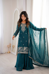 Festive Special Pure Soft Crunchy Silk Embroidery Sequence Work Sarara Set
