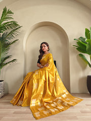 Beautiful Zari Tissue Weaving Tilak Buttis All Over Saree