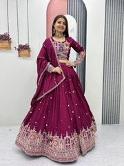 Beautiful Pure Vichitra Silk Embroidery Coding Sequence & Thread Work Lehenga Choli