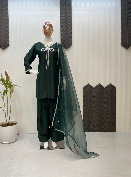 Designer French Crepe With Beads Work Salwar Suit