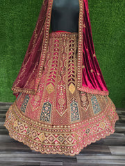 Bridal Special Velvet Zarkan Diamond Work Lehenga Choli