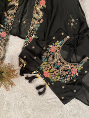 Wedding Special Rangoli Silk Sequence Embroidery Work Shrug With Dhoti