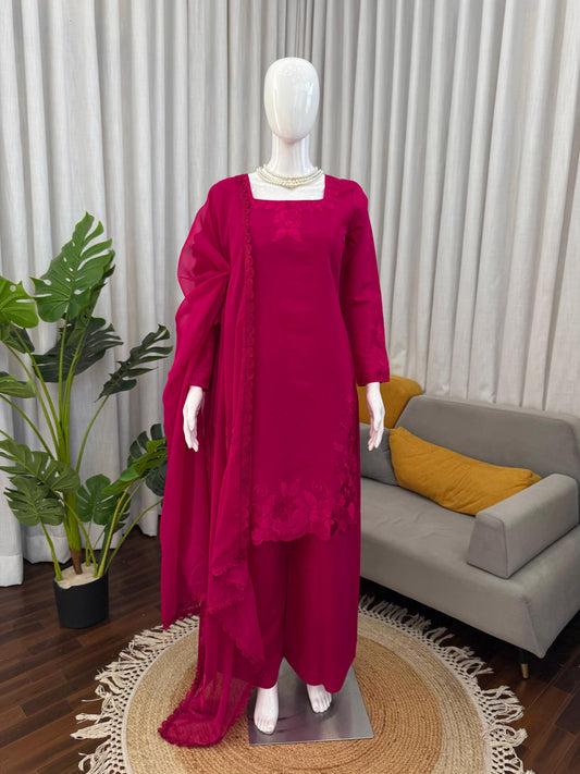 Beautiful Soft Cotton Thread Sequence Work Suit