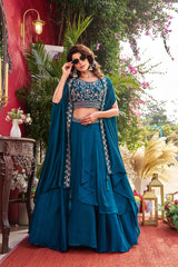 Wedding Special Vichitra Silk Lehenga Choli With Shrug