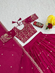Festival Chinon Silk Embroidery & Thread Work Lehenga Choli