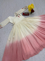 Trendy Soft Cotton Heavy Thread Embroidery Work Gown