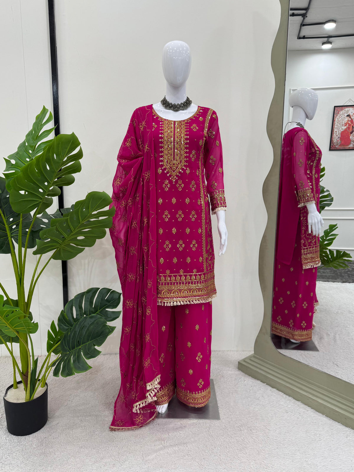 Party-wear Georgette Thread With Sequence Work Salwar Suit