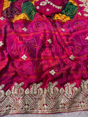 Beautiful Bandej With Traditional Foil Gotapatti Work Saree