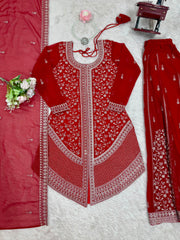 Party-wear Georgette Embroidery Sequence Thread Work Suit