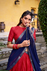 Beautiful South Special Vintage Poly Cotton Zari Weaving Work Half Saree