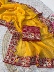 Beautiful Soft Kota Doriya Bandhej Coding Sequence Work Saree