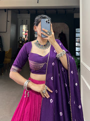 Graceful Elegance Pure Chanderi Color Padding With Zari Weaving Work Lehenga Choli