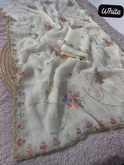 Beautiful Soft Lightweight Chiffon Zaal Sequence Multi Bungli Work Saree