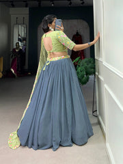Radiate Soft Glamour In Gray & Pista Bridesmaid Attire Lehenga Choli