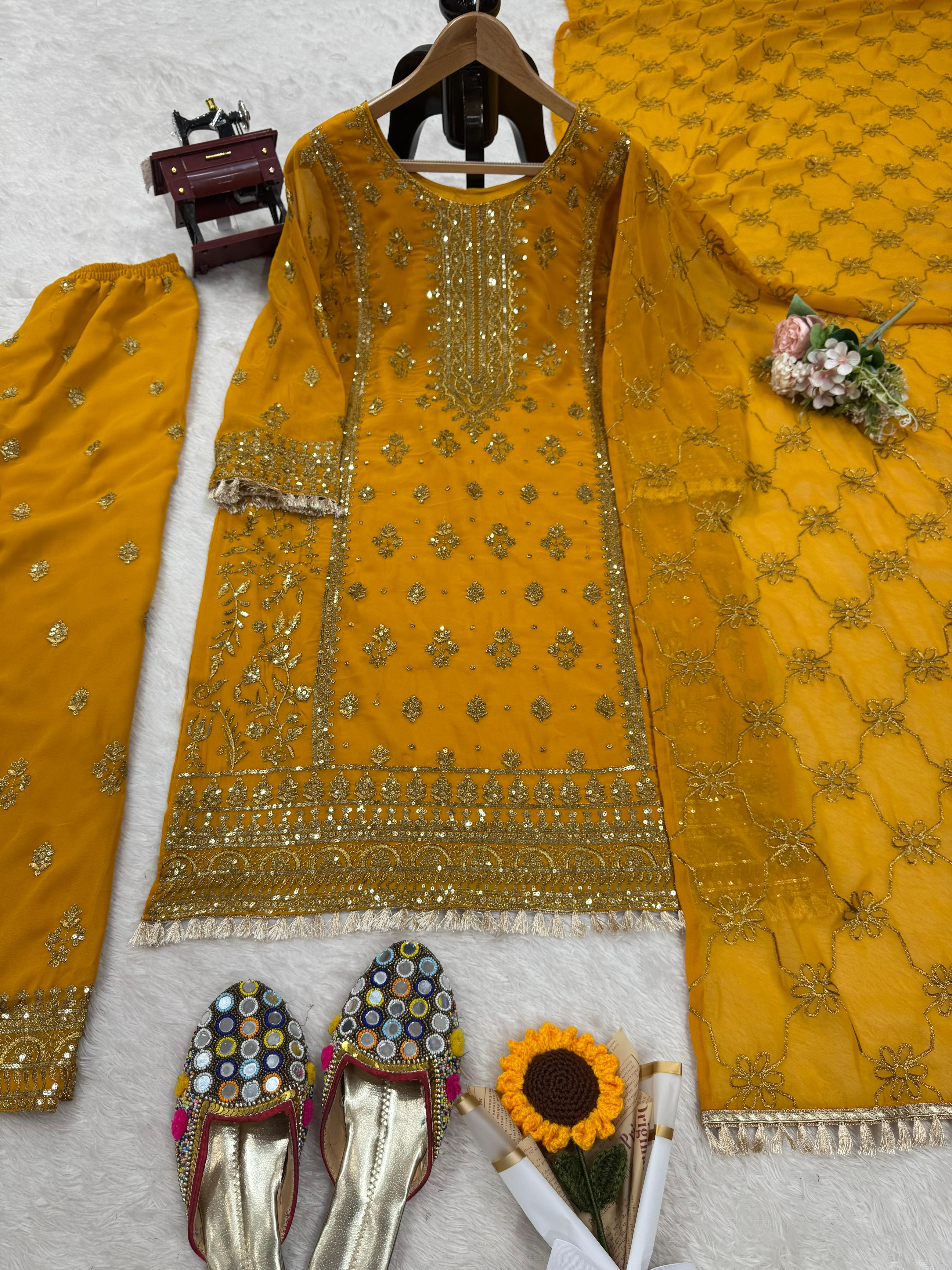 Party-wear Georgette Thread With Sequence Work Salwar Suit